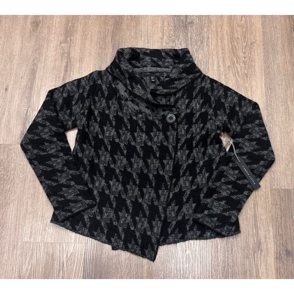 Carole Little Wool Blend Houndstooth Asymmetrical Sweater Womens Small NEW - Picture 1 of 7